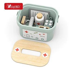 2026 New Wooden Doctor Kit for Kids Pretend Play Medical Kit Play Set with Carry Case Stethoscope & Accessories W10L214